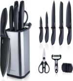 RAXCO Knife Set with Block,10-Piece Kitchen Knives Stainless Steel,Pro-sharpened for Cooking,Slicing,Mincing,Dicing,Black - Image 2