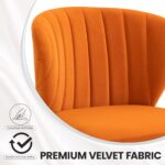 Velvet Dining Chairs Set of 2, Modern Upholstered Vanity Chairs with Golden Metal Legs for Dining Room Kitchen Vanity Patio (Orange) - Image 8