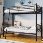 Metal Bunk Bed, Bunk Bed Twin Over Twin for Adults & Kids, Bunkbeds with Safety Guardrail and Ladder, No Box Springs, Space-Saving (Black, Twins) - Image 2