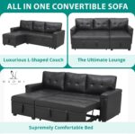 Naomi Home Modern Sectional Sofa with Storage Chaise Black/Air Leather - Image 9