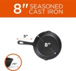 Commercial CHEF 3-Piece Cast Iron Skillet Set – 8 inch, 10 inch, and 12 inch - Pre-seasoned Cast Iron Cookware - Image 6