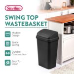 Sterilite 4-Pack Swing Top Wastebasket, Sleek Square Profile Trash Can, 13 Gallon, Black - Modern Garbage Bin for Kitchen, Bathroom, Garage and Workspace, Fits 13 Gal Liners - Image 3