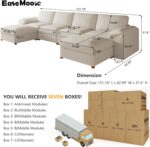 EASE MOOSE Oversized Modular Sectional Sofa,Leather Sectional Couch with Deep Seat,Extra Large U Shaped Couch,Faux Leather Material Sofa Modern Comfy Scratch Resistant,Beige - Image 3