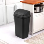 Sterilite 4-Pack Swing Top Wastebasket, Sleek Square Profile Trash Can, 13 Gallon, Black - Modern Garbage Bin for Kitchen, Bathroom, Garage and Workspace, Fits 13 Gal Liners - Image 7
