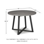 Signature Design by Ashley Centiar Mid Century Round Dining Room Table with Metal Legs, Gray & Black - Image 8
