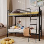Metal Bunk Bed, Bunk Bed Twin Over Twin for Adults & Kids, Bunkbeds with Safety Guardrail and Ladder, No Box Springs, Space-Saving (Black, Twins) - Image 8