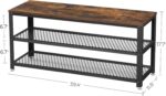VASAGLE 3-Tier Shoe Rack, Shelf Storage Bench with Metal Mesh Shelves and Seat, Free Standing Shoe Organizer for Entryway, 11.8 x 39.4 x 17.7 Inches, Rustic Brown and Black ULBS078B01 - Image 4