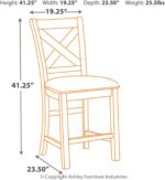 Signature Design by Ashley Moriville Rustic Farmhouse 24.5" Upholstered Barstool, 2 Count, Beige & Brown - Image 12