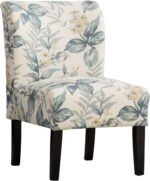 Roundhill Furniture Capa Print abric Armless Contemporary Accent Chair, Blue Leaves - Image 5