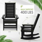 GREENVINES Outdoor Rocking Chairs | Set of 2 | Porch Rocker | HDPE Plastic | Black | Oversized Rockers | High Back | Big & Tall | Ladder Back | for Patio Outside Backyard Balcony - Image 4