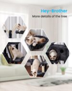 Hey-brother Cat Tree, 53 inch Cat Tower for Indoor Cats, Cat House with Padded Platform Bed, Toy Balls, Large Cozy Condo, Hammocks and Sisal Scratching Posts, Smoky Gray MPJ019-SG - Image 6