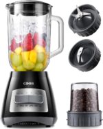 GDOR Blenders for Smoothies, 52 Oz Glass Jar Smoothie Blender, Countertop Blender & Grinder Combo, 9 Functions with 5 speeds for Shakes, Puree, Crush Ice, and Chop, Max 700W - Image 2