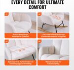 VEVOR Nursery Rocking Chair, Features a Comfortable Soft Seat and Supportive High Backrest, Teddy Fabric, Upholstered Glider for Bedroom, Living Room, Holds up to 250 lbs, in Ivory White - Image 9