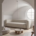 Acanva Luxury Modern Tight Curved Back Velvet Sofa, Minimalist Style Comfy Couch for Living Room Apartment, 3 Seater, Cream - Image 6