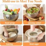 Mixing Bowls with Lids Set, 6 PCS Stainless Steel Mixing Bowls with 3 Grater Attachments, Kitchen Food Storage Organizers Nesting Mixing Bowl, Large Size 4.5, 3.5, 2.1, 1.5, 1.1, 0.7QT - Image 5