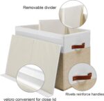 Large Toy Storage Box with Lid, Sturdy Toys Storage Chest Bin Organizer Basket with Dividers for Kids, Boys, Girls, Nursery, Closet, Bedroom, Playroom 25"x13" x16" (Beige and White) - Image 6