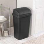 Sterilite 4-Pack Swing Top Wastebasket, Sleek Square Profile Trash Can, 13 Gallon, Black - Modern Garbage Bin for Kitchen, Bathroom, Garage and Workspace, Fits 13 Gal Liners - Image 6