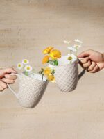 DOWAN Coffee Mugs Set of 6, 19 oz Large Mug, Ceramic Embossment Stoneware Tea Cups with Handle for Men Women, Handcrafted Mug Gift Set, Housewarming Wedding Gift - Image 7