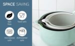 COOK WITH COLOR Nesting Plastic Mixing Bowl Set with Pour Spouts and Handles, Mint, 4 Piece Non-Slip - Image 4