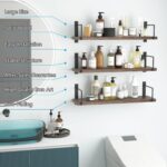 Floating Shelves - 24 Inch Wall Mounted Set of 3 Rustic Wood Shelves for Wall Decor and Living Room Storage (Brown) - Image 7