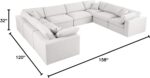 Meridian Furniture 601Cream-Sec8A Serene Collection Modern | Contemporary Deluxe Comfort Modular Sectional, Soft Linen Textured Fabric, Down Cushions, 158" W x 120" D x 32" H, Cream - Image 4