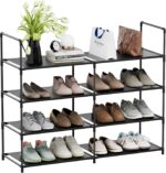 FIDUCIAL HOME 4 Tiers Shoe Rack Organizer 16-20 Pairs Stackable Shoe Storage Shelf Durable for Closet Entryway, Black - Image 2