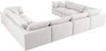 Meridian Furniture 601Cream-Sec8A Serene Collection Modern | Contemporary Deluxe Comfort Modular Sectional, Soft Linen Textured Fabric, Down Cushions, 158" W x 120" D x 32" H, Cream - Image 6