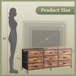 Huuger 9 Drawer Dresser, 55 Inch TV Stand for 55, 60 Inch TV, Entertainment Center with Drawers, Large Storage Fabric Dresser for Bedroom, Closet, Rustic Brown - Image 4