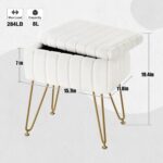 Greenstell Vanity Stool Chair Faux Fur with Storage, 15.7"L x 11.8"W x 19.4"H Soft Ottoman 4 Metal Legs with Anti-Slip Feet, Furry Padded Seat, Modern Multifunctional Chairs for Makeup, Bedroom White - Image 4