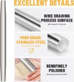 Smooth Stainless Steel Rolling Pin for Baking Fondant, Pizza, Pie, Pastry, Pasta, Dough, Cookies (12.8in) - Image 4
