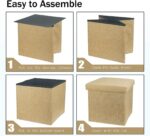 ZLY Folding Stool Storage Ottoman Polyester Fabric Linen Foot Rest Seat Clutter Collection 11 X 11 X 11 inch 28cm Cube Desk - Image 7