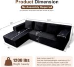 103" Cloud Sectional Sofa, Boneless L-Shape Couch with Chaise, Modern Minimalist Modular Couch for Living Room, Free Combination, Deep Seat, No Assembly Required, Premium Corduroy, Black, L - Image 3