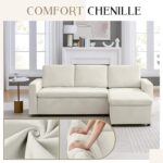 85’’ Sofa Bed, 2 in 1 Sleeper Sofa with Multiple Storage Spaces and Detachable Chenille Cover, Easy to Assemble, Comfy Futon Pull Out Couch for Living Room/Office/Apartment - Image 6