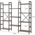 SUPERJARE Triple 4 Tier Bookshelf, Bookcase with 11 Open Display Shelves, Wide Book Shelf Book Case for Home & Office, Rustic Brown - Image 4