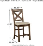 Signature Design by Ashley Moriville Rustic Farmhouse 24.5" Upholstered Barstool, 2 Count, Beige & Brown - Image 4