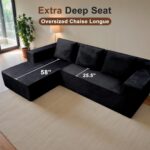 103" Cloud Sectional Sofa, Boneless L-Shape Couch with Chaise, Modern Minimalist Modular Couch for Living Room, Free Combination, Deep Seat, No Assembly Required, Premium Corduroy, Black, L - Image 6