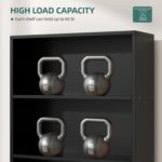 Shintenchi Bookshelf, Industrial Bookshelves and Bookcases with Doors Floor Standing 6 Shelf Display Storage Shelves 70.6 inches Tall Bookcase for Home Office, Living Room (Black) - Image 8