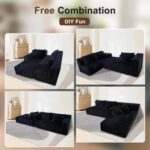 103" Cloud Sectional Sofa, Boneless L-Shape Couch with Chaise, Modern Minimalist Modular Couch for Living Room, Free Combination, Deep Seat, No Assembly Required, Premium Corduroy, Black, L - Image 8