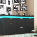 9 Drawer Dresser for Bedroom, Black Dresser with LED Lights and Power Outlet, Large Dressers Wooden Long Dressers, Triple Wide Drawer Organizer Cabinet for Bedroom, Entryway, Hallway - Image 9