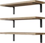 Floating Shelves, 3 Sets Wall Shelves, Wooden Floating Shelves for Wall Décor, Wall Mounted Floating Bathroom Shelf for Storage, Floating Book Shelf for Bedroom, Living Room – Rustic Brown - Image 2