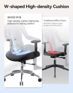SIHOO M18 Ergonomic Office Chair for Big and Tall People Adjustable Headrest with 2D Armrest Lumbar Support and PU Wheels Swivel Tilt Function Black - Image 7