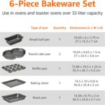 Amazon Basics 6 Piece Nonstick, Carbon Steel Oven Safe Bakeware Set with Cake, Muffin, Cookie, and Loaf Pans, 6 Piece, 16.25 x 11.75 x 6.25 inches - Image 5