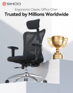 SIHOO M18 Ergonomic Office Chair for Big and Tall People Adjustable Headrest with 2D Armrest Lumbar Support and PU Wheels Swivel Tilt Function Black - Image 10