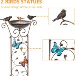 SUNNYPARK Bird Bath with Trellis Outdoor, Antique Garden Iron Trellis with Decorative Butterflies Detachable Bird Bowl Metal Potted Plants Support for Climbing Flowers - Image 3