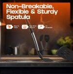 Silicone Spatula Set - Turner Spatulas Silicone Heat Resistant 600°F - Slotted & Solid Spatula for Cooking Fish, Eggs, Pancakes Flipper – Spatulas for kitchen use – Black - Image 7