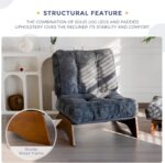 MAXYOYO Accent Chair with Ottoman Adjustable Backrest, Tufted Living Room Chair Upholstered Lounge Chair with Footrest Set, Modern Chair Cozy Reclining Chair for Reading Room, Dark Grey - Image 7