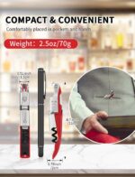 CORKAS Wine Key - Professional Handcrafted Heavy Duty Waiter Corkscrew, Compact Wine Opener with Double Hinged, Foil Cutter and Bottle Opener, Gifts for Servers, Sommelier, Bartenders - Red - Image 7