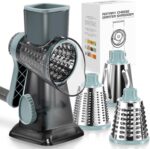 KEOUKE Rotary Cheese Grater Hand Crank Transparent - Shredder Slicer Grinder 3 Stainless Steel Blades, Stable Suction, Labor-Saving Handle, Safe Kitchen Tool for Cheese, Vegetable, Nuts, Chocolate - Image 2