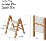 2 Step Lightweight Aluminum Folding Ladder, Portable Step Stool with Anti-Slip Pedals, 330 lbs Capacity for Home, Office, Kitchen（White&Woodgrain） - Image 7