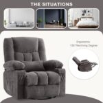 BOSMILLER Massage Swivel Rocker Recliner Chair with Vibration Massage and Heat Ergonomic Lounge Chair for Living Room with Rocking Function and Side Pocket, 2 Cup Holders, USB Charge Port - Image 5